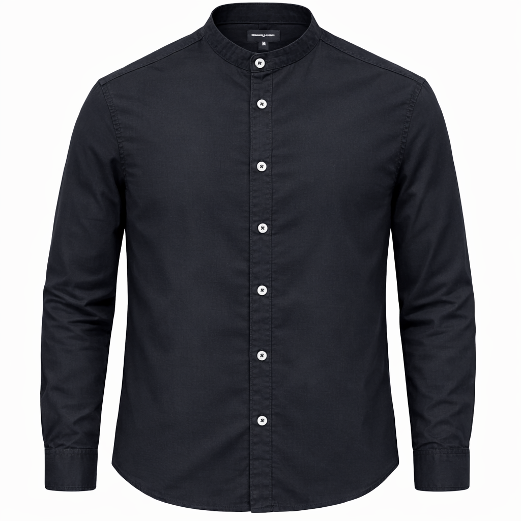 Modern Men Chinese Collar Shirt – Slim Fit Mandarin Collar Button Down