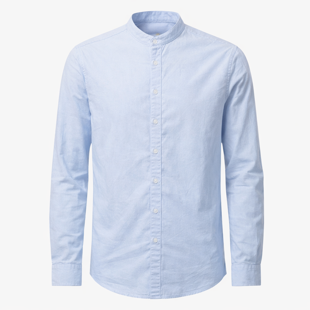 Modern Men Chinese Collar Shirt – Slim Fit Mandarin Collar Button Down